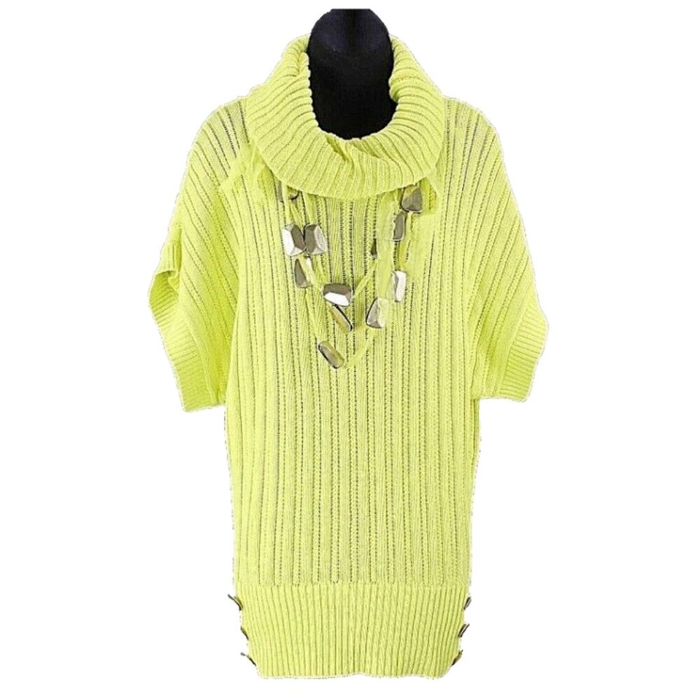 XOXO Sz S Lime 100% Cotton 3Pc Drop SS Necklace Detachable Collar Sweater